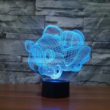 7 цветов Изменение светодиодный свет атмосферу праздника декоративные автомобиль игрушки осветительный гаджет светодиодный ночник 3D Иллюзия свет лампы