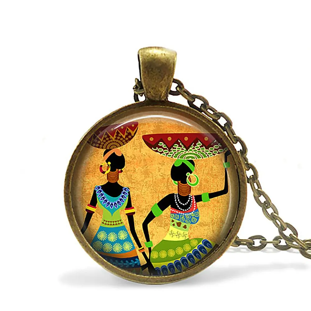 Египетское ожерелье с подвеской Ankh Eternal Life, стеклянный кабошон, Религиозное искусство, ювелирные изделия для мужчин и женщин - Окраска металла: 5