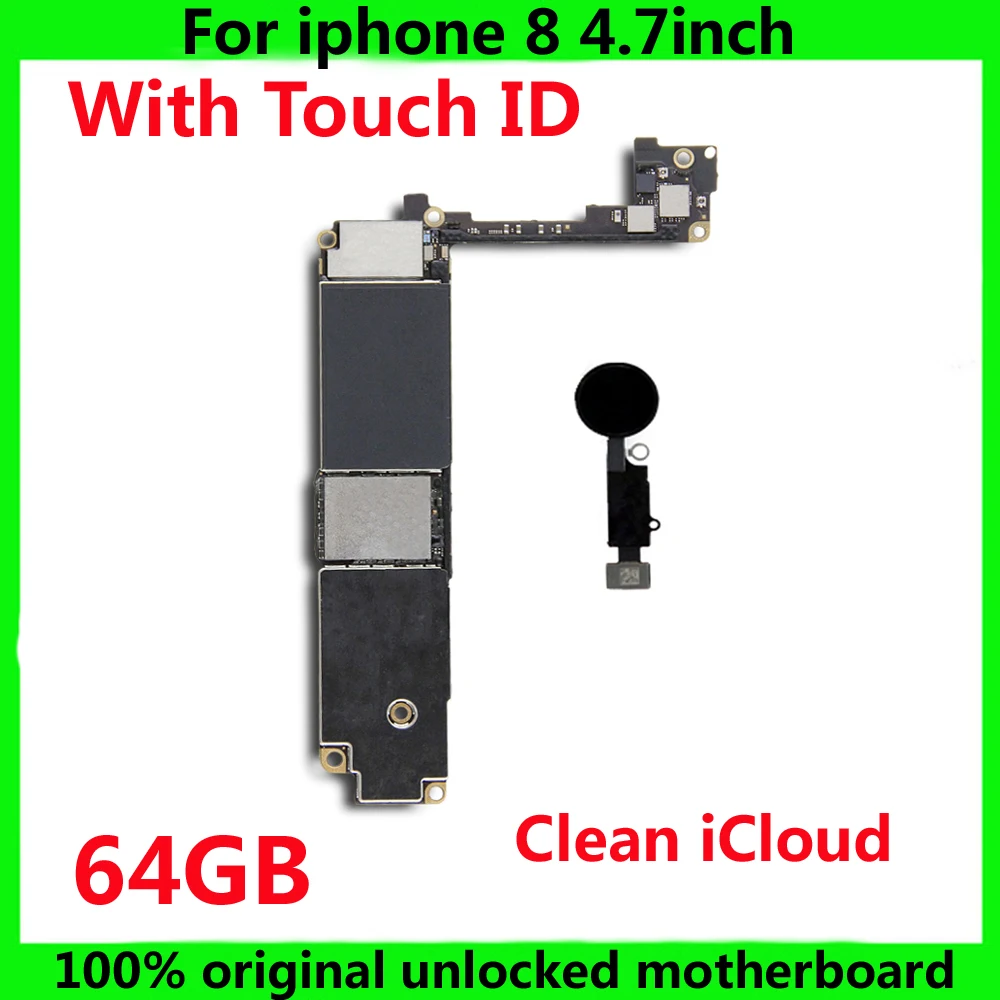 

Good working IOS System logic board for iphone 8 Original unlocked motherboard with / NO touch ID 64GB Clean iCloud mainboard