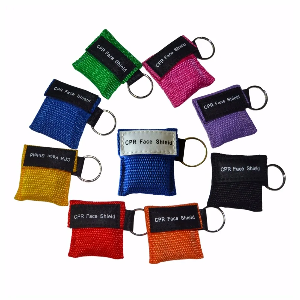 Optional Color 20Pcs/Lot CPR Resuscitator Mask Keychain First Aid Face