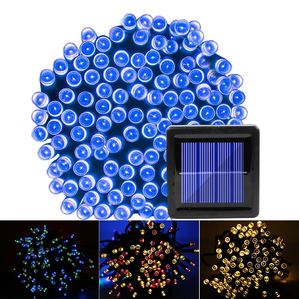 Светодиодный Сказочный светильник на солнечной батарее 12 м 100 светодиодный S 22 м 200 светодиодный S Премиум качества водонепроницаемый солнечный светильник 7 цветов для украшения сада