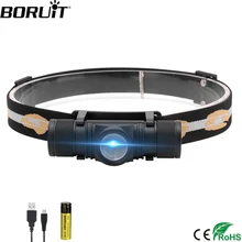 BORUiT D10 XM-L2 светодиодный налобный фонарь мощный 3000LM водонепроницаемый налобный фонарь USB Перезаряжаемый 18650 налобный фонарь для кемпинга и ве...