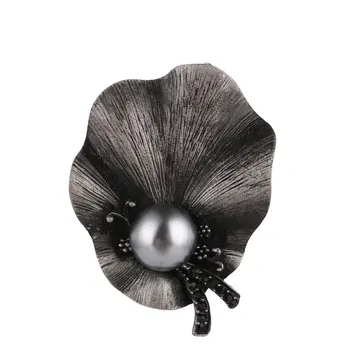 

Retro Lotus Leaf Brooch Pearl Metal Pins and Brooches Women Stone Floral Flower Brooch Silk Scarf Buckle Pendant Dual-Purpose