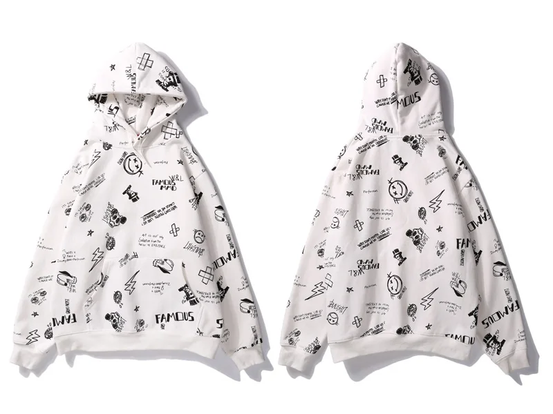 Graffiti Pullover Fleece Hoodies 9