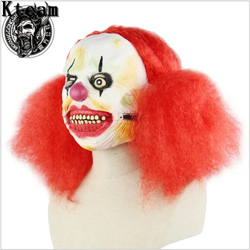 Лидер продаж забавные Джокер клоун костюм Маска Жуткий зло страшно Хэллоуин маска клоуна для взрослых призрак праздничный вечерние маска