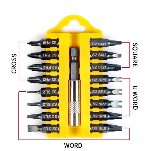 HILDA 17 шт. Набор бит с шестигранной звездочкой и защитой от вскрытия, магнитный держатель, отвертка, биты, беспроводные сверла, отвертки, биты - Цвет: SET C