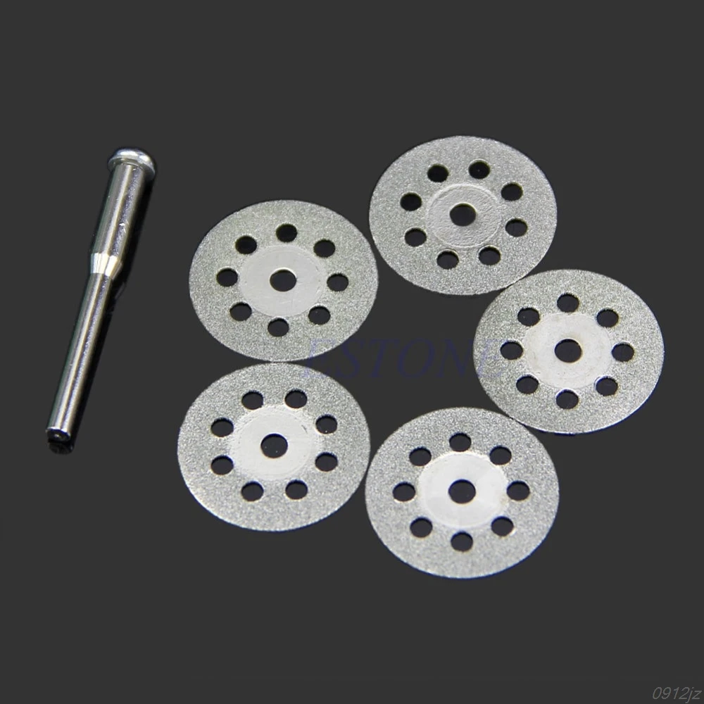 5PCS 22mm Mini Sharp Rotary Diamond Cutting Discs Disks Dremel Tools With A Rod New Drop ship