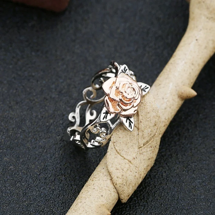 Романтическое женское кольцо в виде цветка розы, модное свадебное кольцо на палец из серебра 925 пробы, свадебные ювелирные изделия, обручальные кольца для женщин