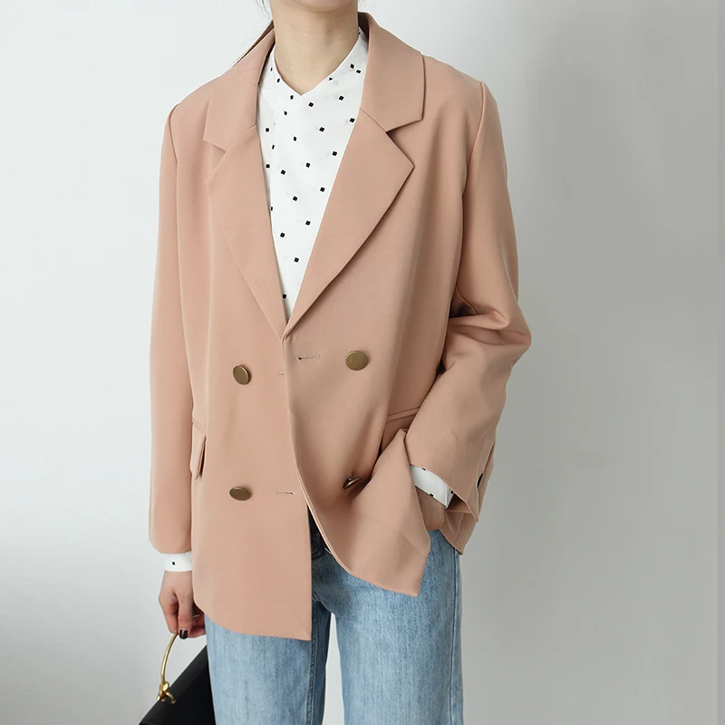 GOPLUS 2019 Women Double Breasted Plaid Blazer Long Sleeve Office Jacket Female High Quality Spring Casual Elegant Coats C7185