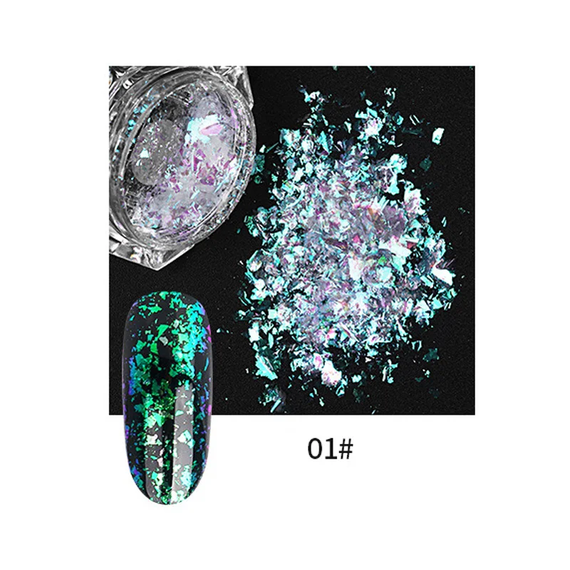 Nail Glitter Sequins Powder Holographic Spangles 3D Nail Art Decoration MH88 - Цвет: as picture