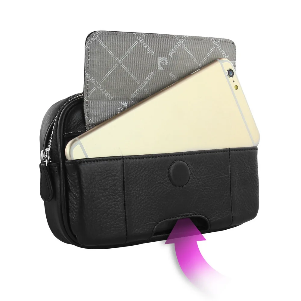 

Pierre Cardin Genuine Leather Belt Clip Case Cover Pouch For Samsung Galaxy Note 8 9 5 4 Cell Phone Case Phone Bag Free Shipping