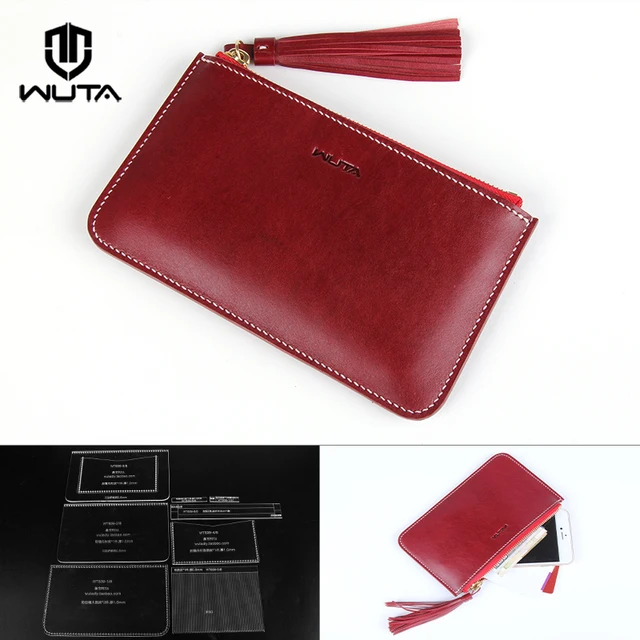 wuta original design lady zipper clutch acrylic leather template
