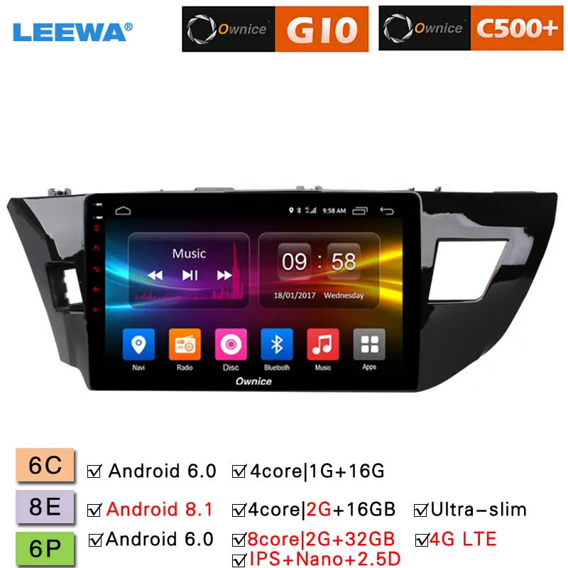 Best LEEWA 10.1 " 2.5D Nano IPS Screen Android 8.1 8-Core/DDR3 2G/32G/4G LTE Car Media Player With GPS/FM For Toyota Levin 2013-2018 0