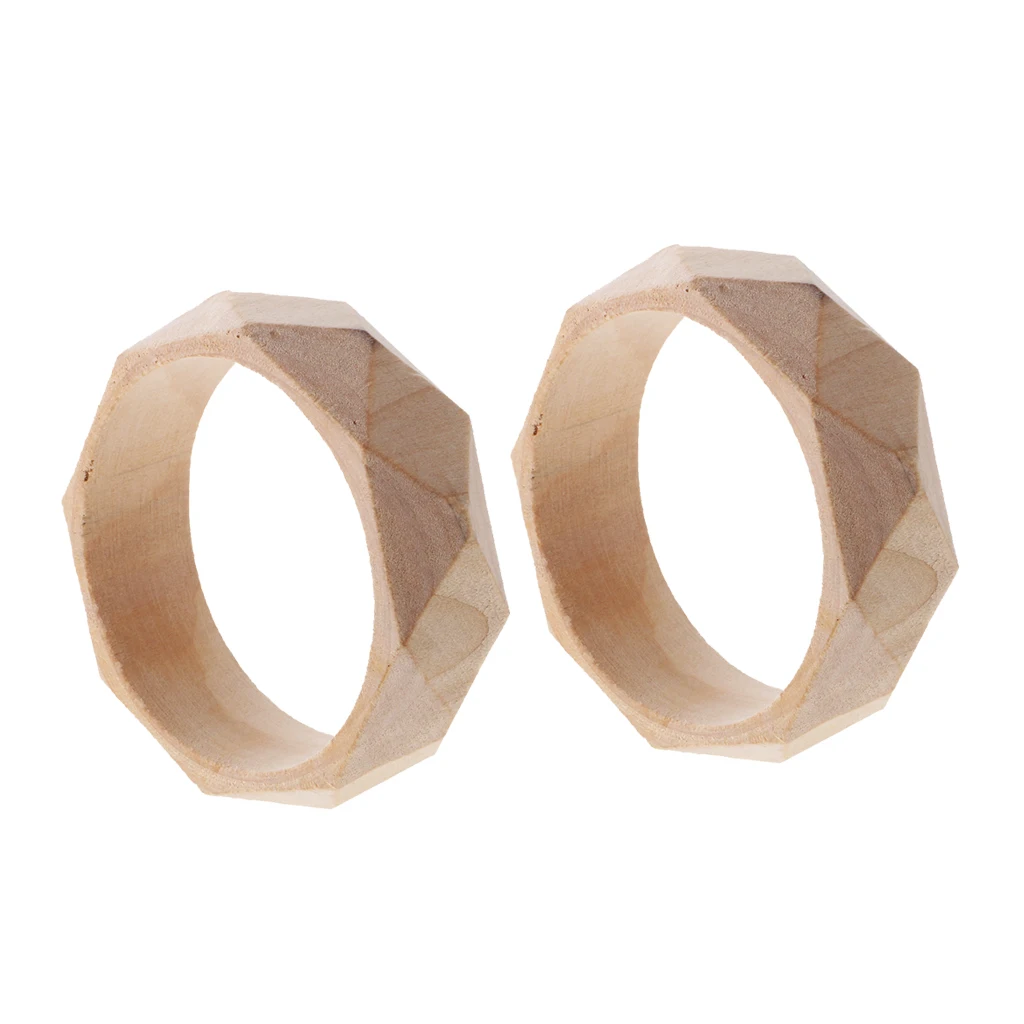 

2 Pieces 24mm Wide Natural Unfinished Faceted Wooden Bangle Bracelet DIY Wood Crafts
