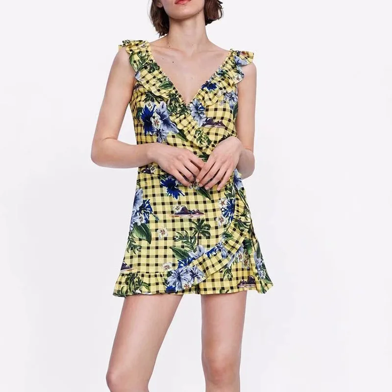 Heydress летние пляжные комбинезоны без рукавов винтажный женский комбинезон Повседневный женский сексуальный v-образный вырез на шнуровке Цветочный комбинезон