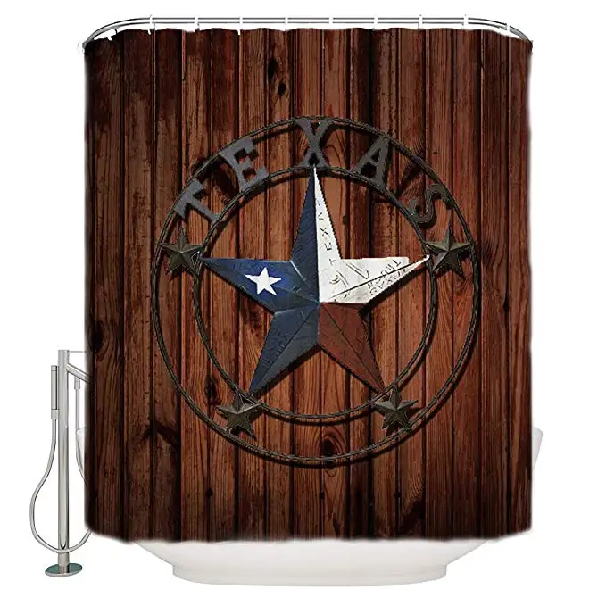 Кантри Западная бирюза кожа Texas star декоративная ткань занавеска для душа (69 &quotx
