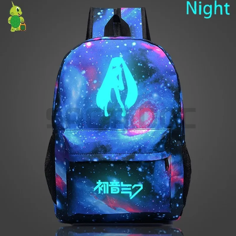 

Galaxy Space Hatsune Miku Luminous Backpack School Bags for Teenage Boys Girls Starry Night Backpacks Travel Rucksack