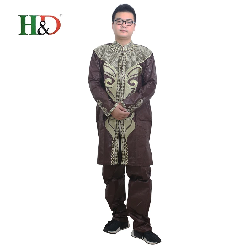 Vestidos De Nueva Moda Африкана Базен Riche africano bordado Camisa Los Hombres con Pantalones de DOS piezas ООН Juego|bazin