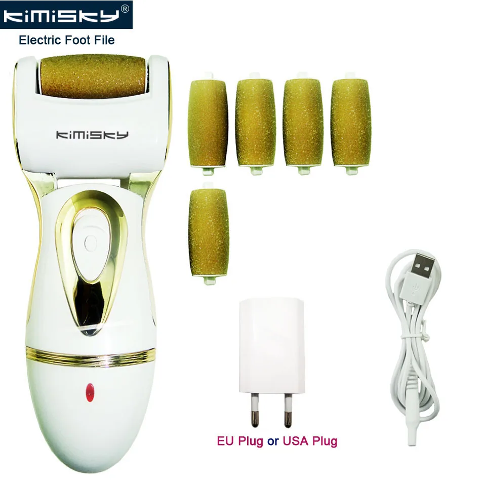 

Gold KIMISKY Electric Foot Care Tool Electric Pedicure Foot File Pedicura Velvet Smooth 5 Extra Scholls Foot Roller Heads