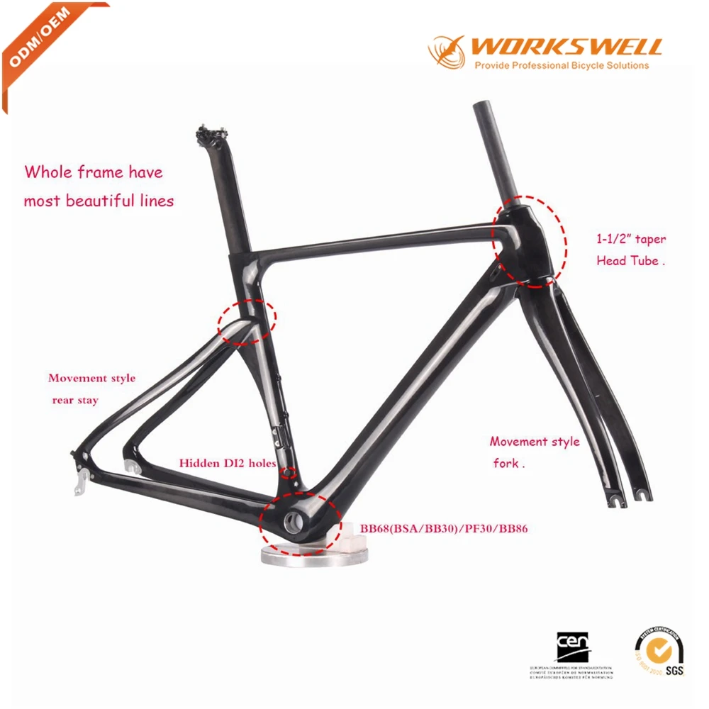 Cheapest Carbon Frame Road TT Frameset Fork Parts 54cm DI2 Aero Cycles