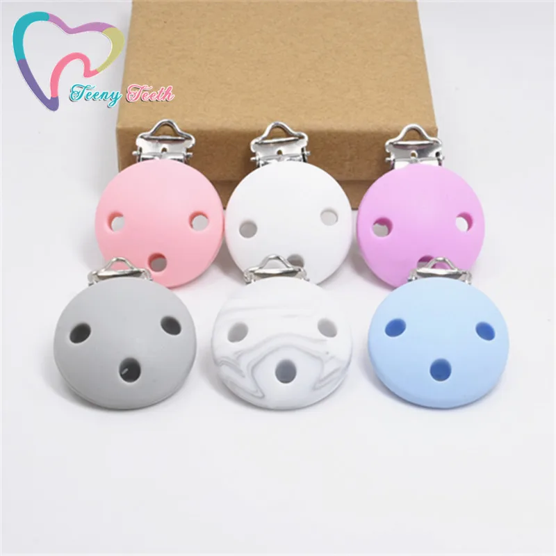 Teeny Teeth 20 PCS BPA Free Silicone Round 3 Holes Dummy Teether Pacifier Chain Clips DIY Baby Soother Nursing Toy Accessories