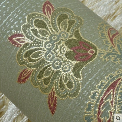 

American country wallpaper Retro green rural large flowers Bedroom living room TV setting wall High-grade non-woven wallpaper
