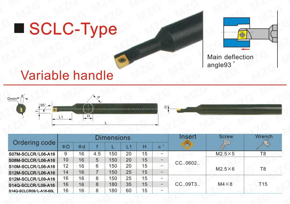 MZG токарный станок с мм ЧПУ S07M-SCLCL06-A16 7 мм маленькая головка винт тип токарный станок бар отверстие обработки зажима заблокирован внутренний