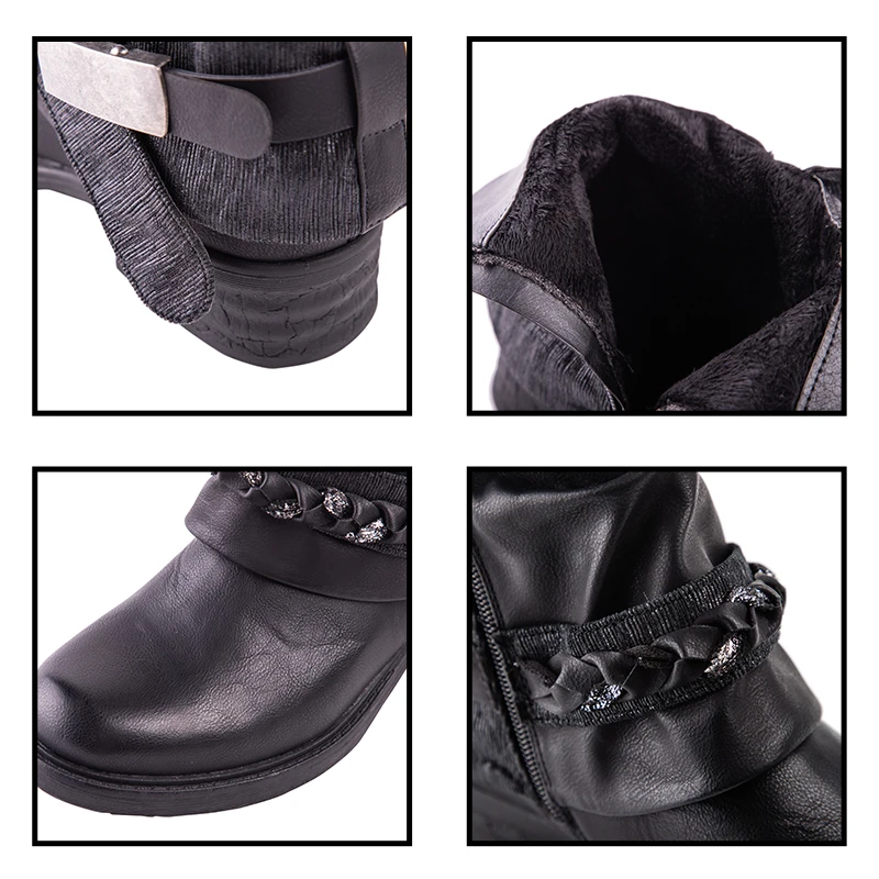 LALA IKAI/женские зимние ботинки; коллекция года; сезон осень; Черные ботильоны со стразами в стиле панк; ботинки из искусственной кожи с пряжкой на платформе; botas Mujer; XWA2703-4