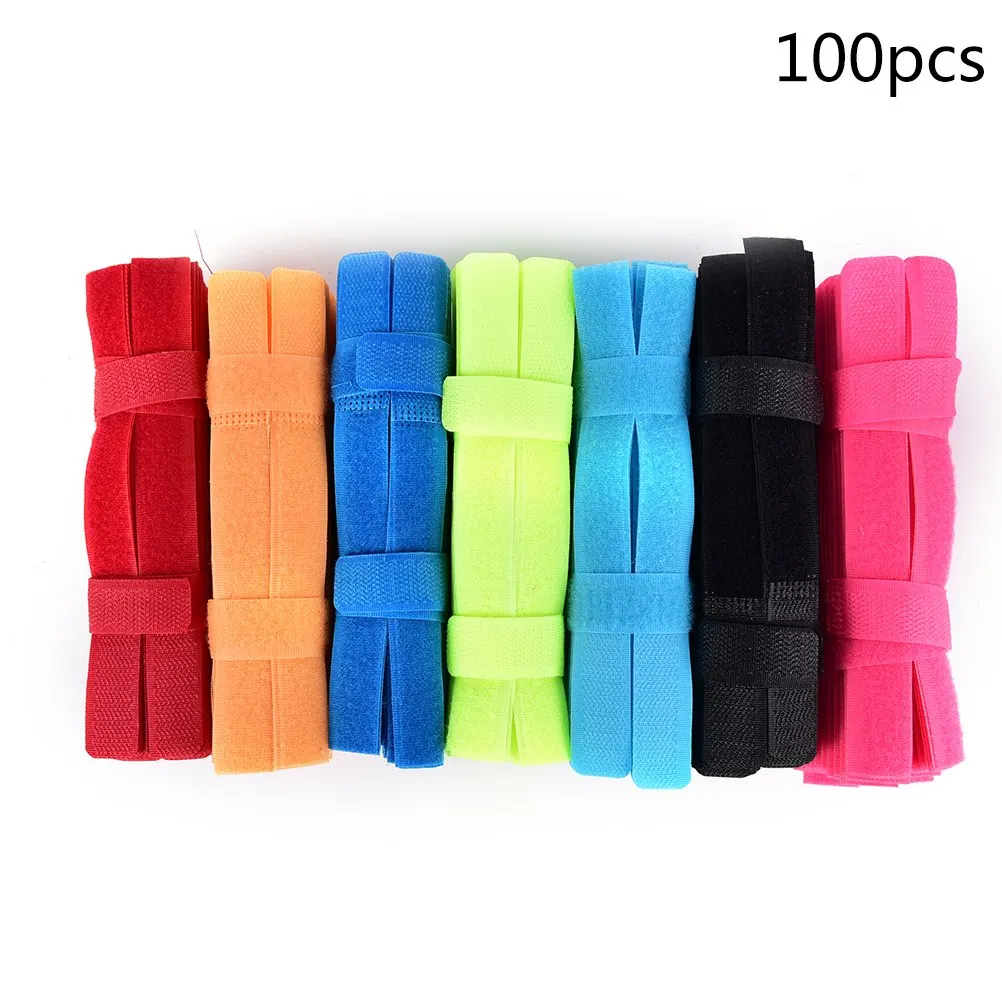 100pcs/lot 7 Colors Computer Management Cable Ties Fastener Nylon Tidy Ties Cord Wire Cable Strap Loop Management Tool