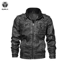 RUELK New brand motorcycle leather font b jacket b font men font b men s b