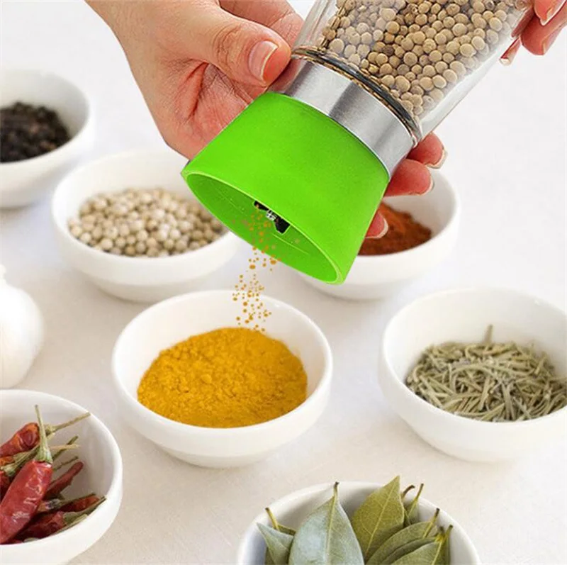 glass Pepper mill cruet Creative kitchen tool Colorful seasoning bottle