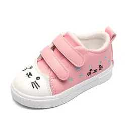 COZULMA/осенне-зимние модные кроссовки для девочек, детская спортивная обувь с милым котом, детская дышащая нескользящая резиновая подошва