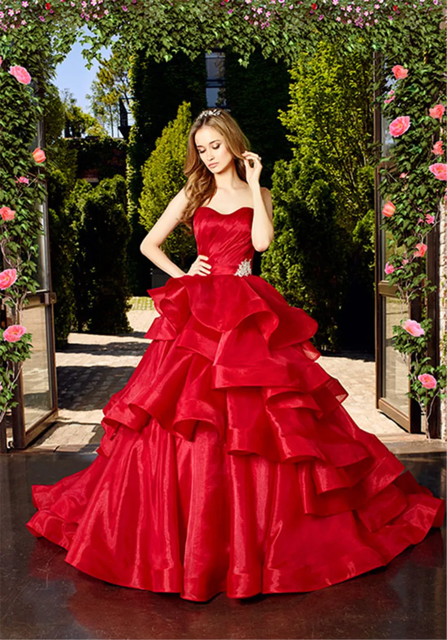 Aliexpress com Buy Strapless Ruffles Ball  Gowns  Romantic 