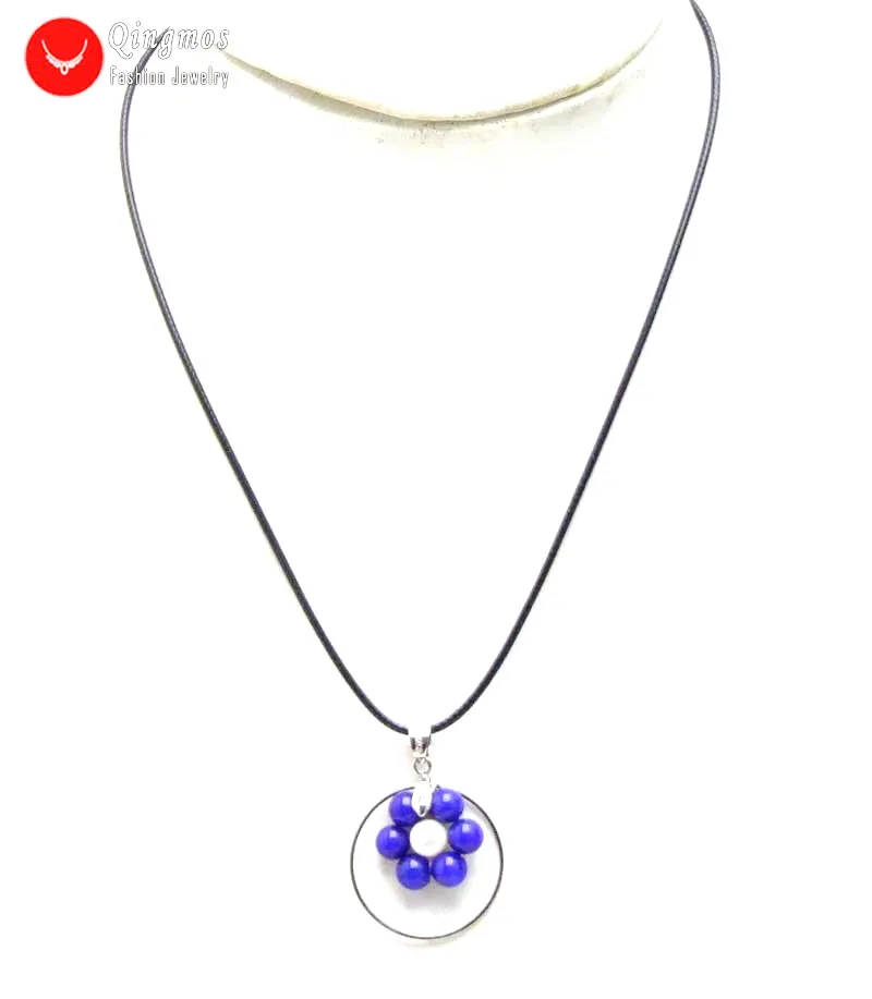 

Qingmos Natural 6mm Blue Jades Chokers Necklace for Women with White Pearl 28mm Metal Pendant & Necklace for Necklace Cord 19"