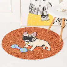 Мультяшный Стиль Собаки детский геометрический узор круглый моющийся коврик и Противоскользящий коврик для гостиной/спальни/компьютерного кресла/дивана