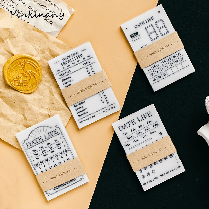 

30pcs Retro Time Planner Date/Week/Month Translucent Memo Pad sticky Notes Write Pad Note Paper Plant Word Phrases Office Supply