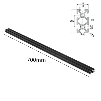 

700mm Length Black Anodized 2040 T-Slot Aluminum Profiles Extrusion Frame For CNC 3D Printers Plasma Lasers Stands Furniture
