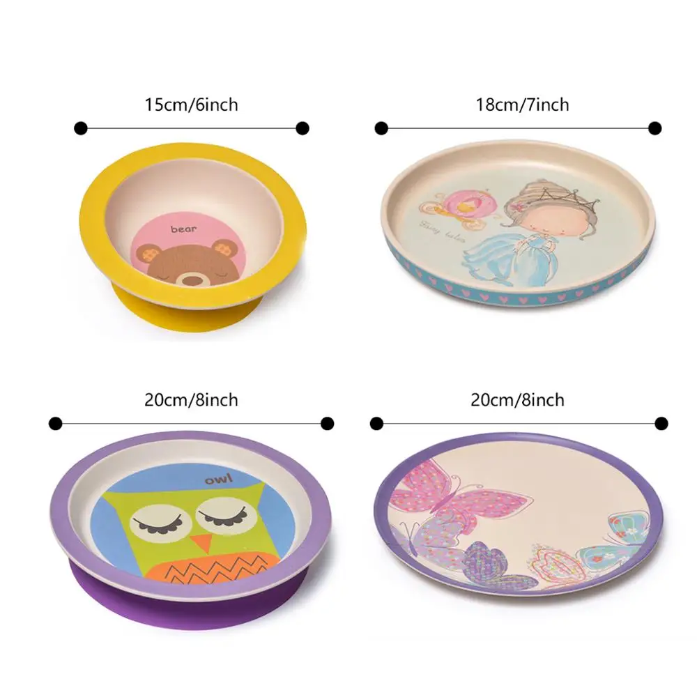 Fissman Bamboo Fibre Plate Kid Dinnerware Dish with Anti-slip Silicone Base