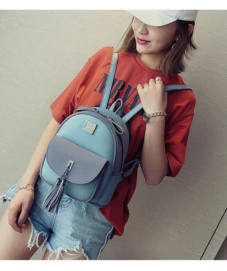 HuckLuto бренд 2019 Новая акция распродажа Корейская мода повседневная мягкая кисточка буквы студенческий маленький рюкзак кожаный женский