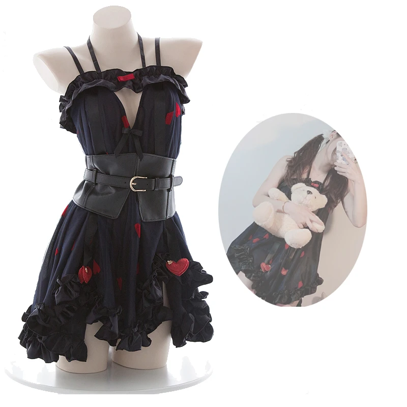

Japanese Kwaii LOlita Harajuku Girl Hearts falbala Underwear Sleepwear Women lingerie Private Sexy photo Set Gift