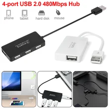 Ultra-thin Mini splitter Cable Adapter USB Hub For PC Laptop Black/White 15cm High Speed 4-port USB 2.0 Hub
