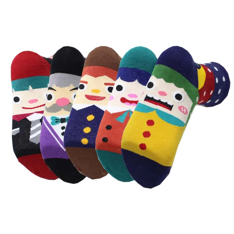 

Hot sale! women cute cartoon socks 5pairs/lot autumn-winter ladies novelty cotton sock women's colorful socks art