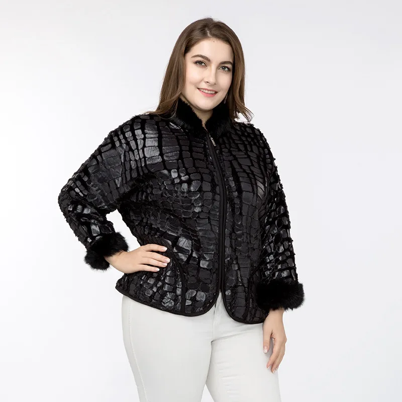 TUHAO Plus Size 7XL 6XL Women Faux Fur Coats 2018 Autumn Winter Fur Sleeve Stand Collar Faux Large Size Women Jackets COAT ZPZ
