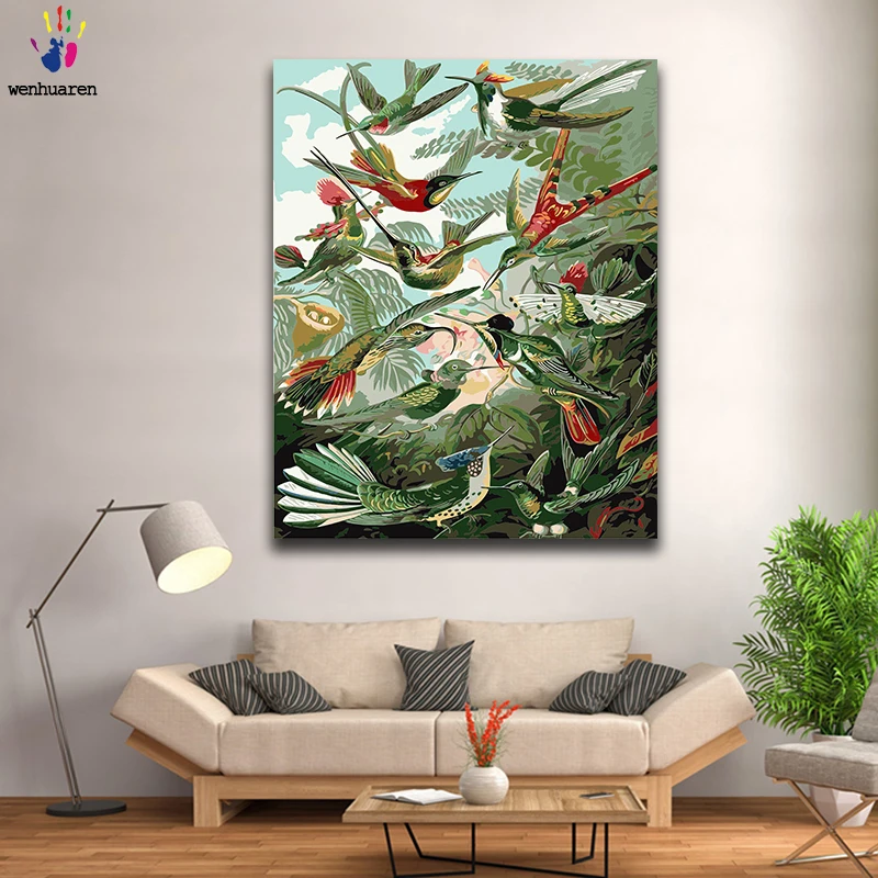 

Diy paints by numbers picture painting by numbers with kits Animal bird Sparrow Parrot Butterfly Squirrel Sika deer Fox gift