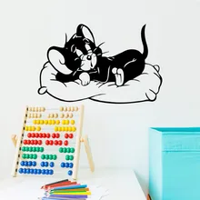 Cartoon Animation Tom and Jerry Cute Mouse Wall Stickers Bedroom Living Room Home Decor Vinyl Posters Wall Decal Removeable