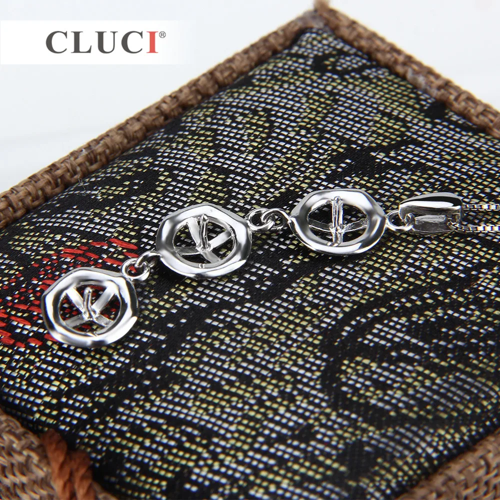 Pendant Necklace Silver Pendant CLUCI Design Style Pendant can stick 3 pearls Fashion Sterling Silver Women's Pendant for Wedding Jewelry Valentine GIFT SP158SB