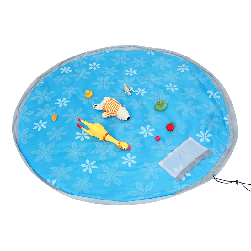 Kids Toys Storage Bag Foldable Drawstring Beam Port Mat Travel Beach Toy Pouch Home Organizer