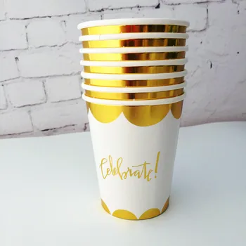 

32pcs Foil Gold Paper Cups Shinning Letter Celebration Beverage Drinking Party Cups for Anniversary School Graduation New Year