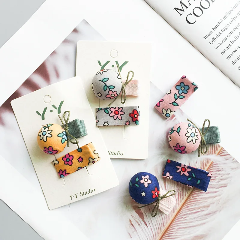 

2 Pcs lovely Printed Flower Hairpins For Girls Baby Girls Hair Bows Barrettes Kids Hair Accessories Grip Korean Style Hair Clips