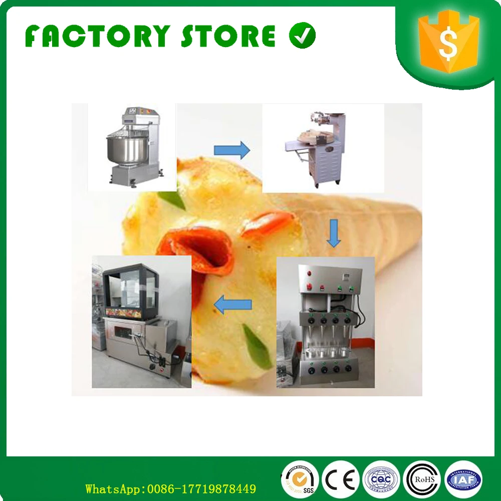 

electric dough mixer+dough ball making roller machine+pizza cone forming machine+pizza oven bakery + display cabinet